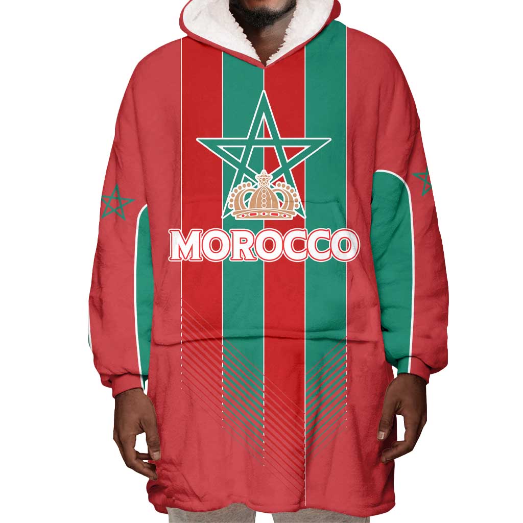 Custom Morocco Football Wearable Blanket Hoodie Nations Cup 2024 Atlas Lions LT7