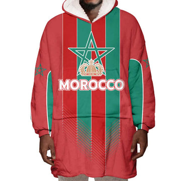 Custom Morocco Football Wearable Blanket Hoodie Nations Cup 2024 Atlas Lions LT7