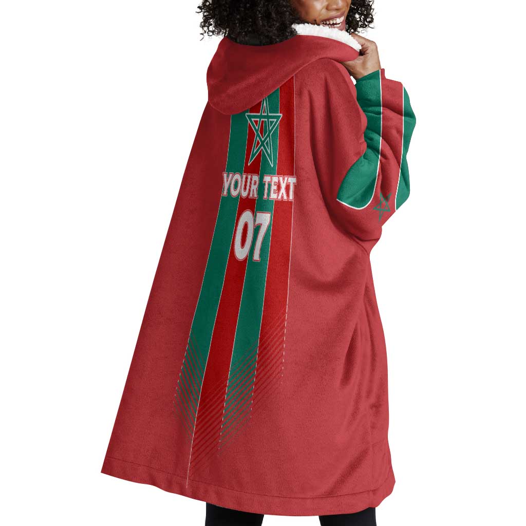 Custom Morocco Football Wearable Blanket Hoodie Nations Cup 2024 Atlas Lions LT7