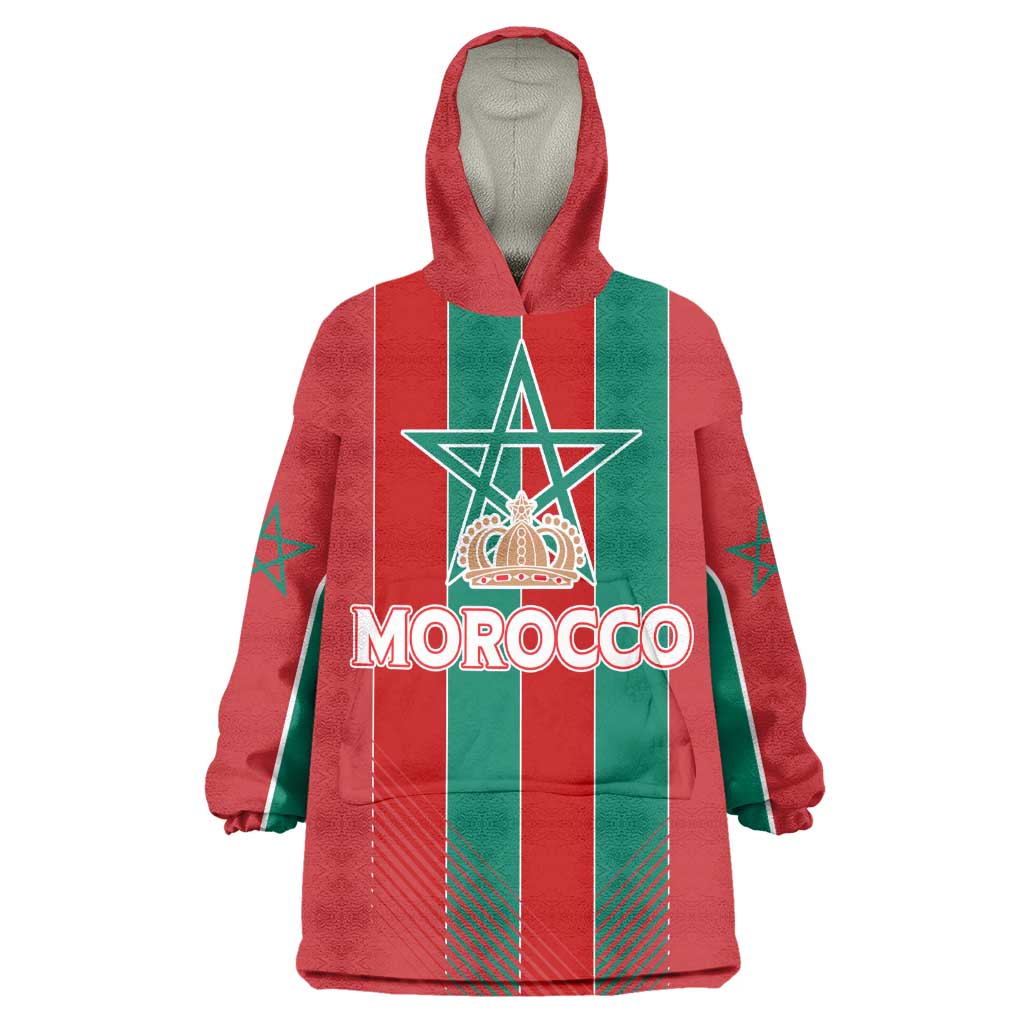 Custom Morocco Football Wearable Blanket Hoodie Nations Cup 2024 Atlas Lions LT7