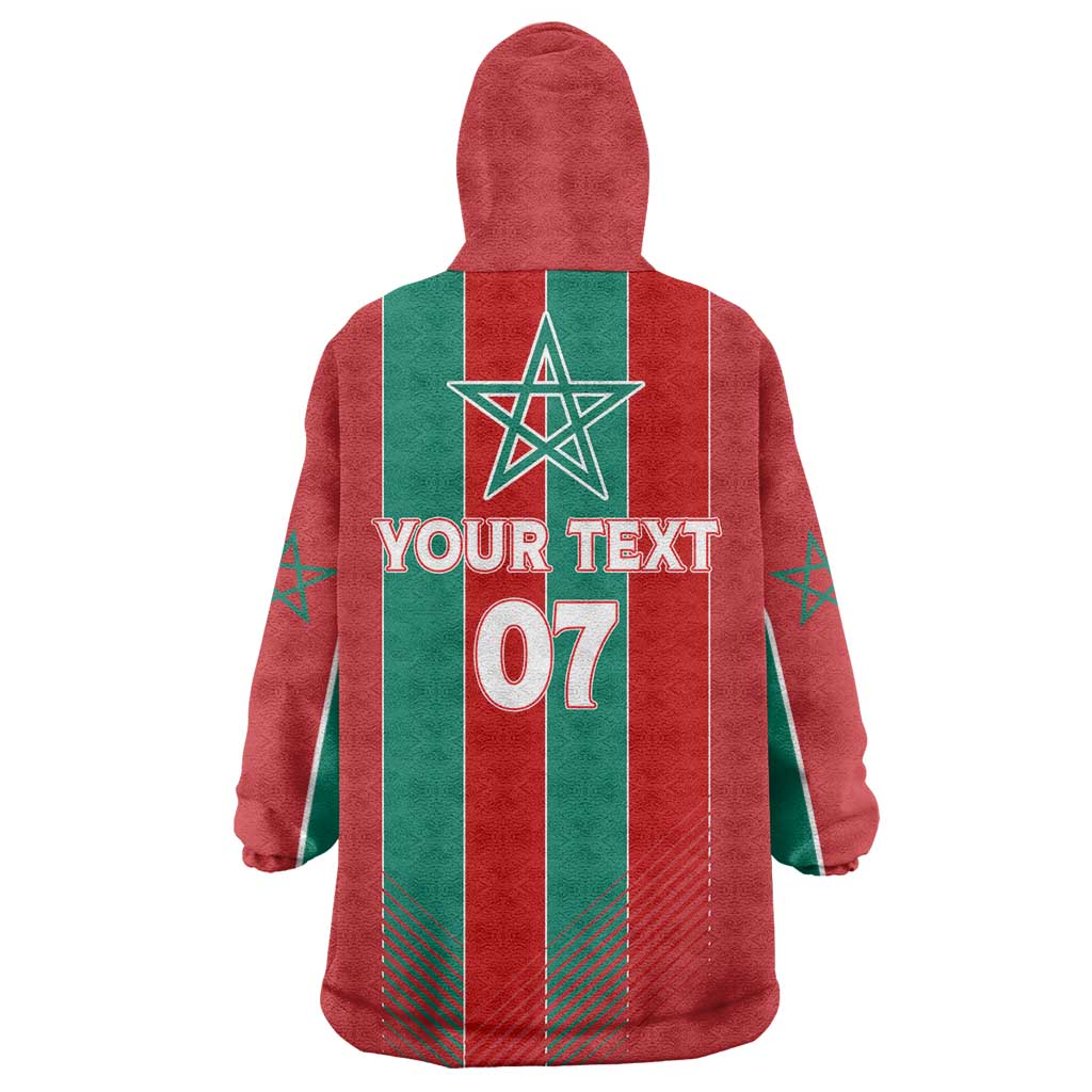 Custom Morocco Football Wearable Blanket Hoodie Nations Cup 2024 Atlas Lions LT7
