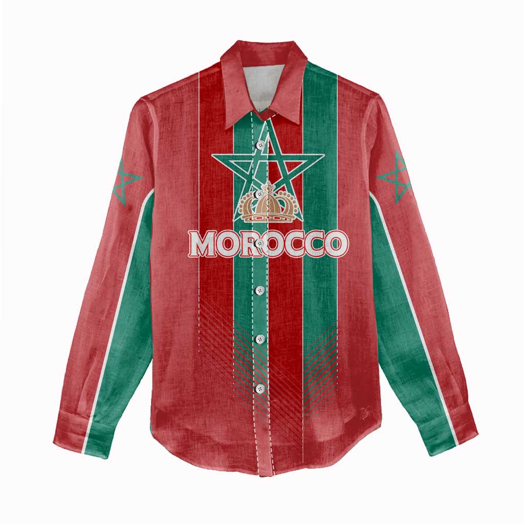 Custom Morocco Football Women Casual Shirt Nations Cup 2024 Atlas Lions LT7