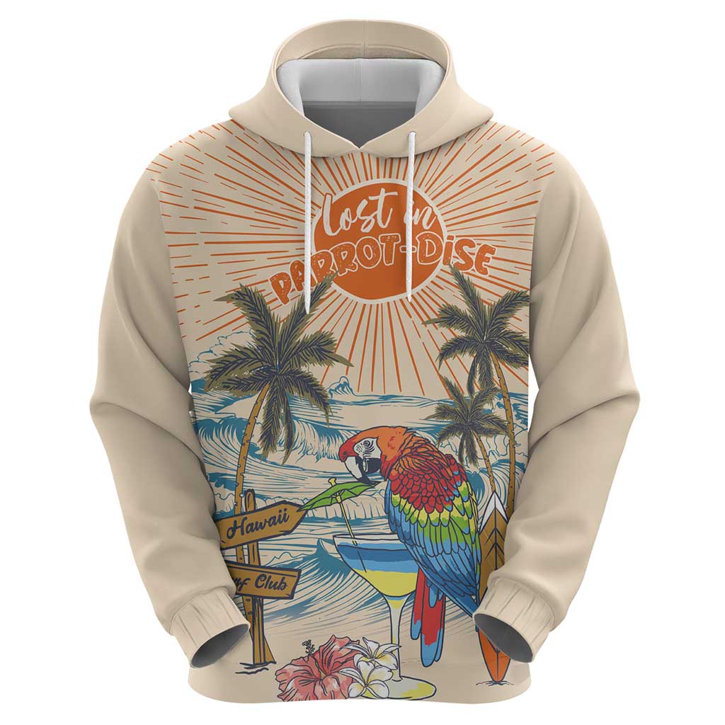Personalized Christmas In July - Hawaii Retro Hoodie Lost In Parrot-dise LT7