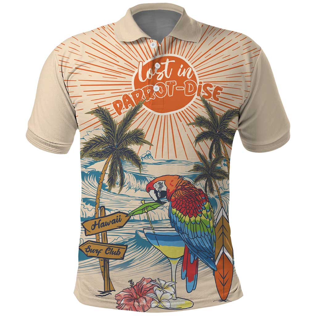 Personalized Christmas In July - Hawaii Retro Polo Shirt Lost In Parrot-dise LT7