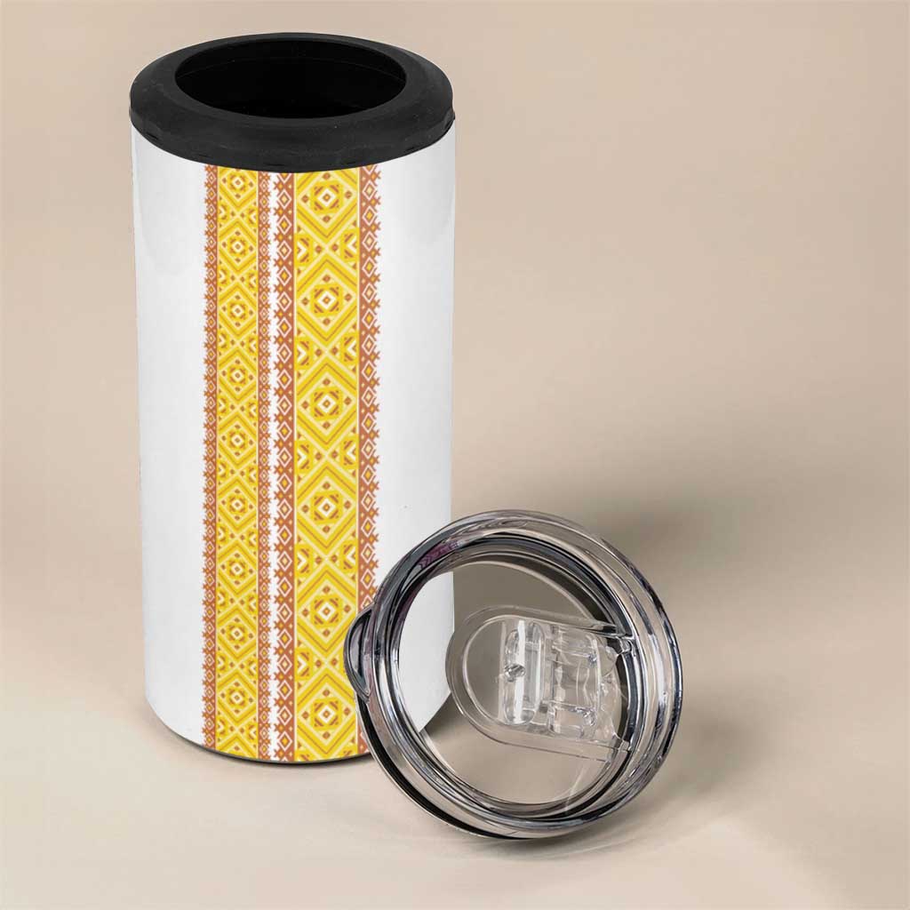 Habesha Motifs Ethiopia 4 in 1 Can Cooler Tumbler Tilet White Gold LT7