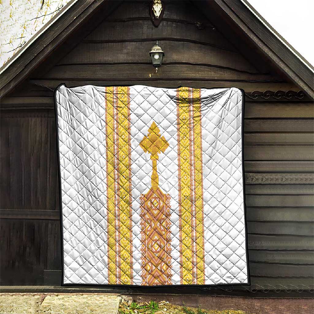 Habesha Motifs Ethiopia Quilt Tilet White Gold LT7