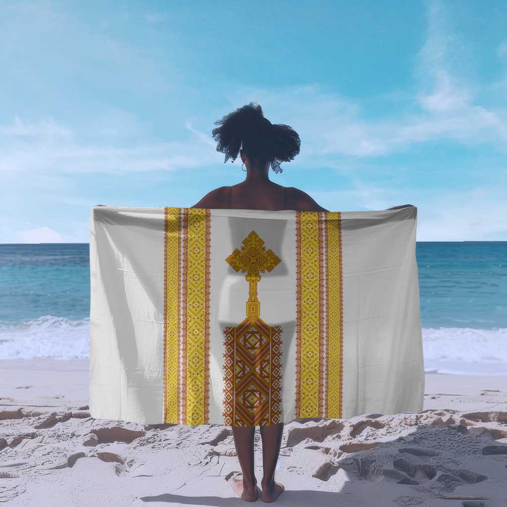 Habesha Motifs Ethiopia Sarong Tilet White Gold LT7