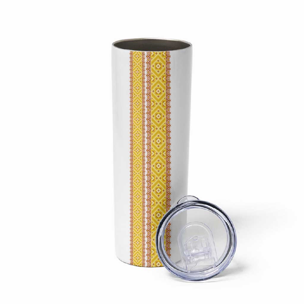 Habesha Motifs Ethiopia Skinny Tumbler Tilet White Gold LT7