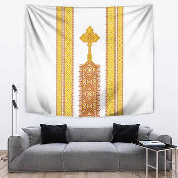 Habesha Motifs Ethiopia Tapestry Tilet White Gold LT7