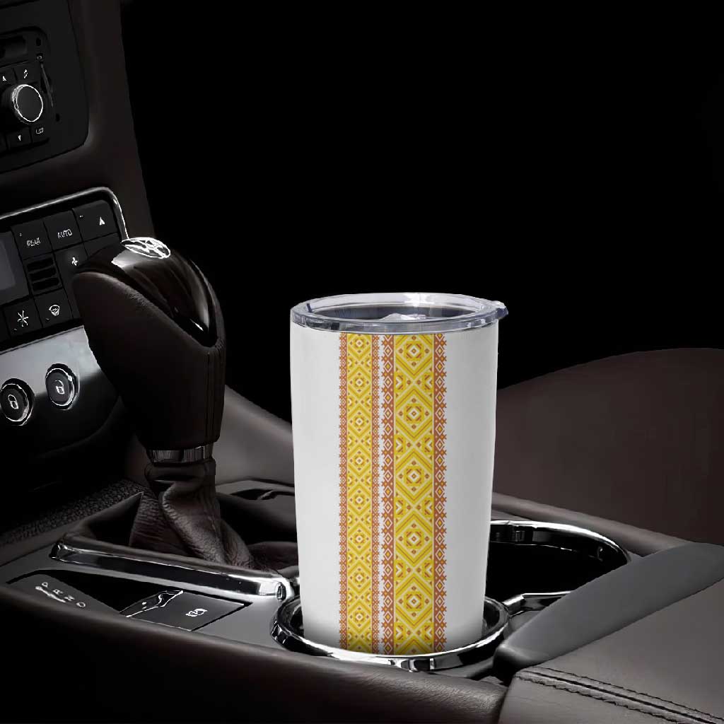 Habesha Motifs Ethiopia Tumbler Cup Tilet White Gold LT7