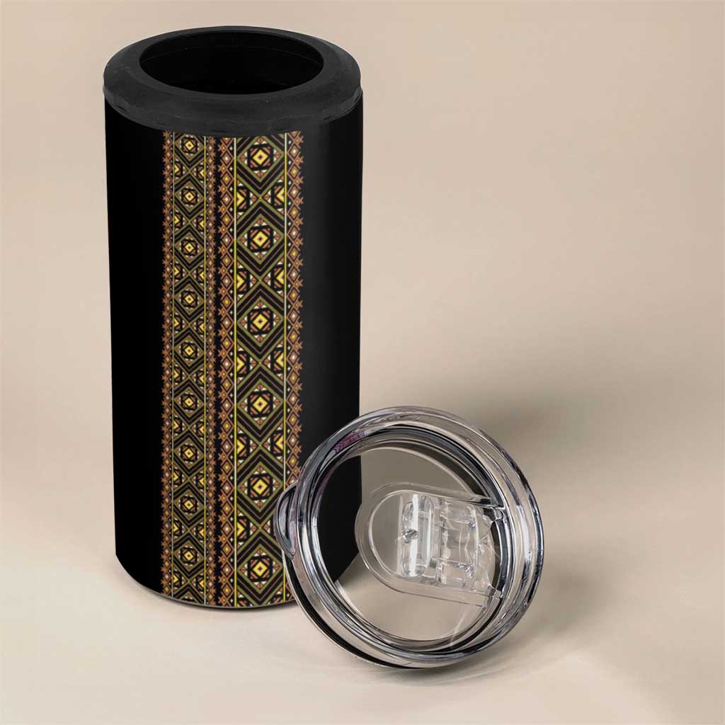 Habesha Motifs Ethiopia 4 in 1 Can Cooler Tumbler Tilet Black Gold LT7