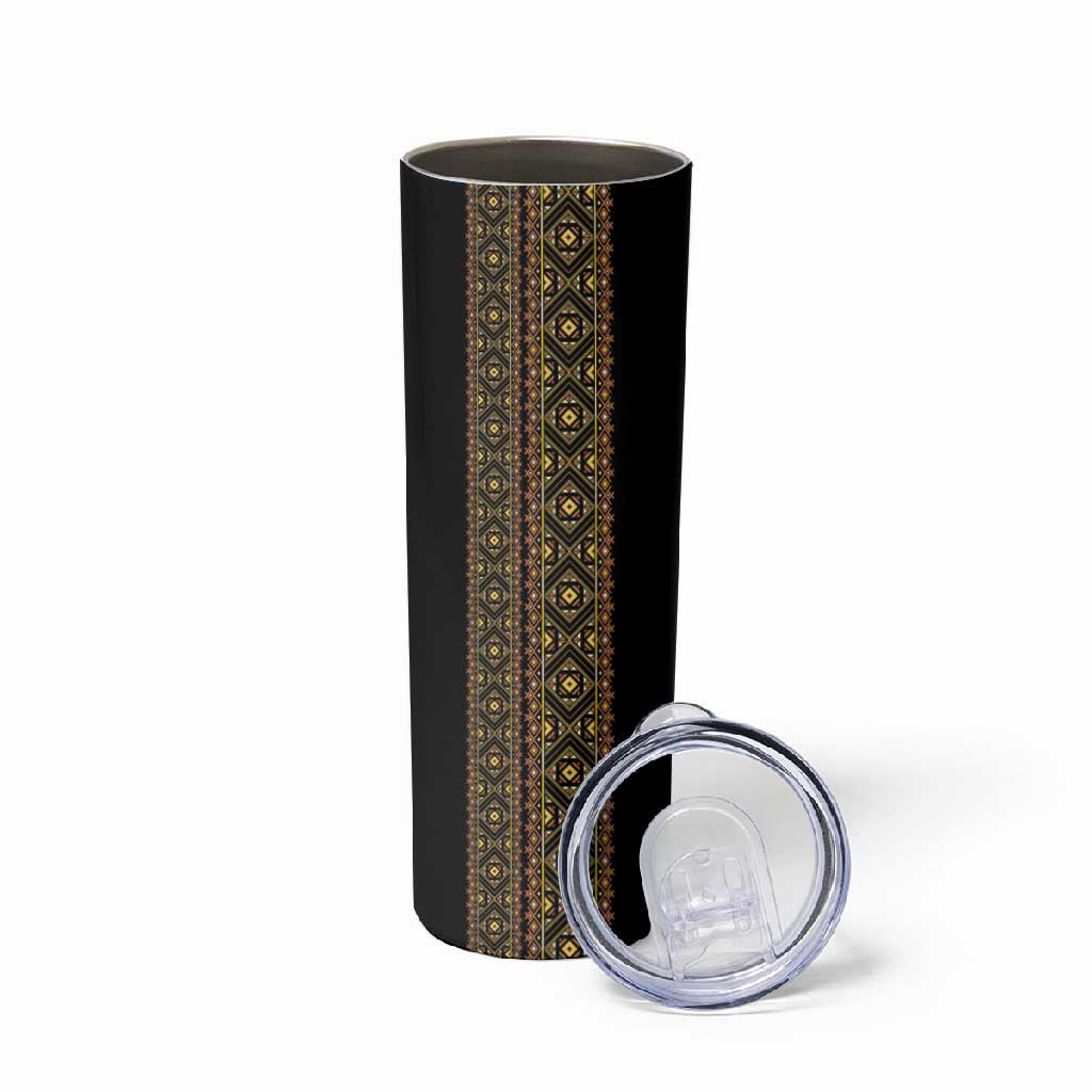Habesha Motifs Ethiopia Skinny Tumbler Tilet Black Gold LT7