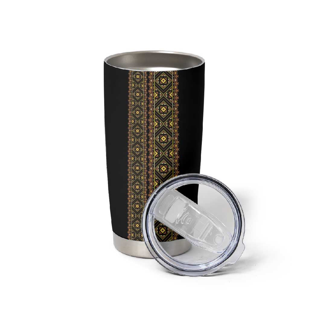 Habesha Motifs Ethiopia Tumbler Cup Tilet Black Gold LT7