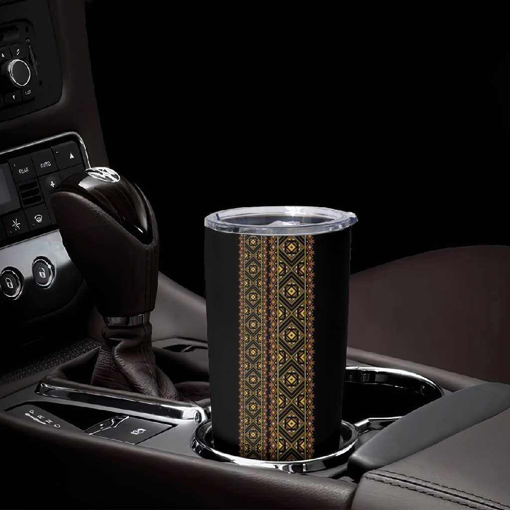 Habesha Motifs Ethiopia Tumbler Cup Tilet Black Gold LT7