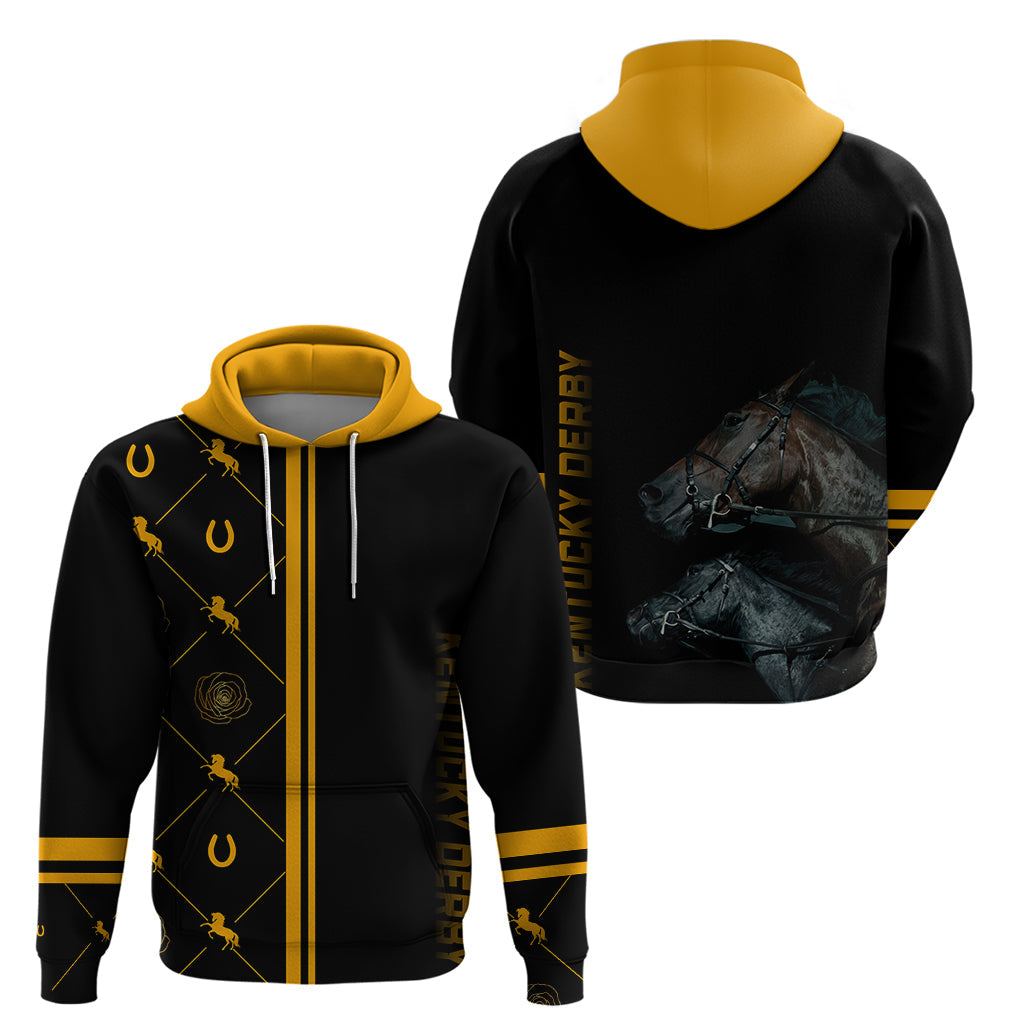 Kentucky Horse Racing Hoodie Luxury Black And Gold LT7