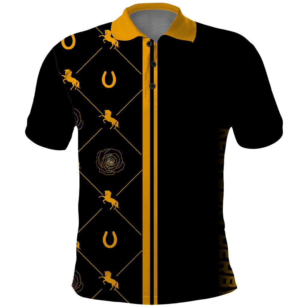 Kentucky Horse Racing Polo Shirt Luxury Black And Gold LT7
