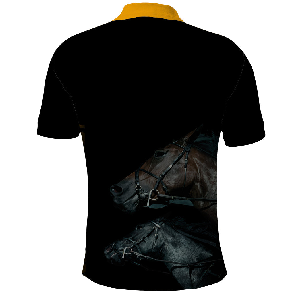 Kentucky Horse Racing Polo Shirt Luxury Black And Gold LT7