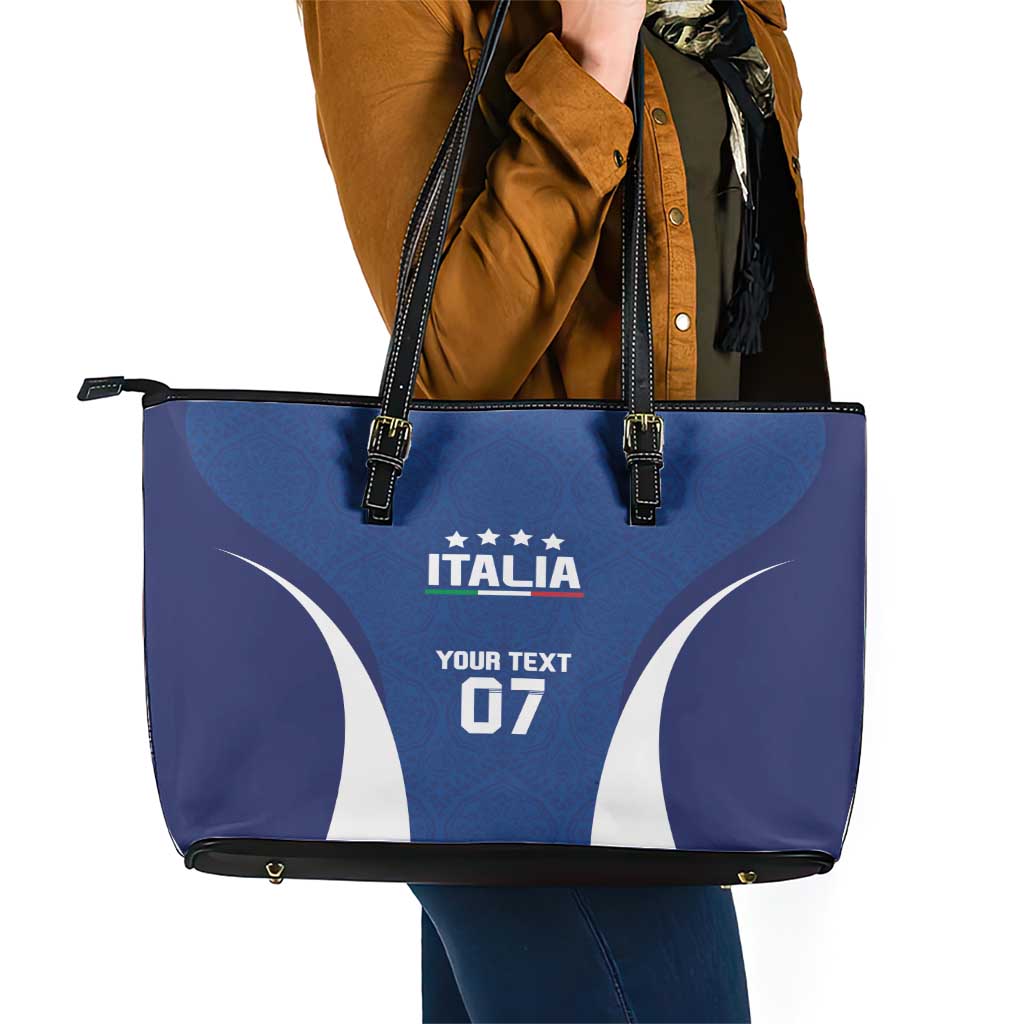 Italy Football 2024 Custom Leather Tote Bag Gli Azzurri - Renaissance Inspired LT7