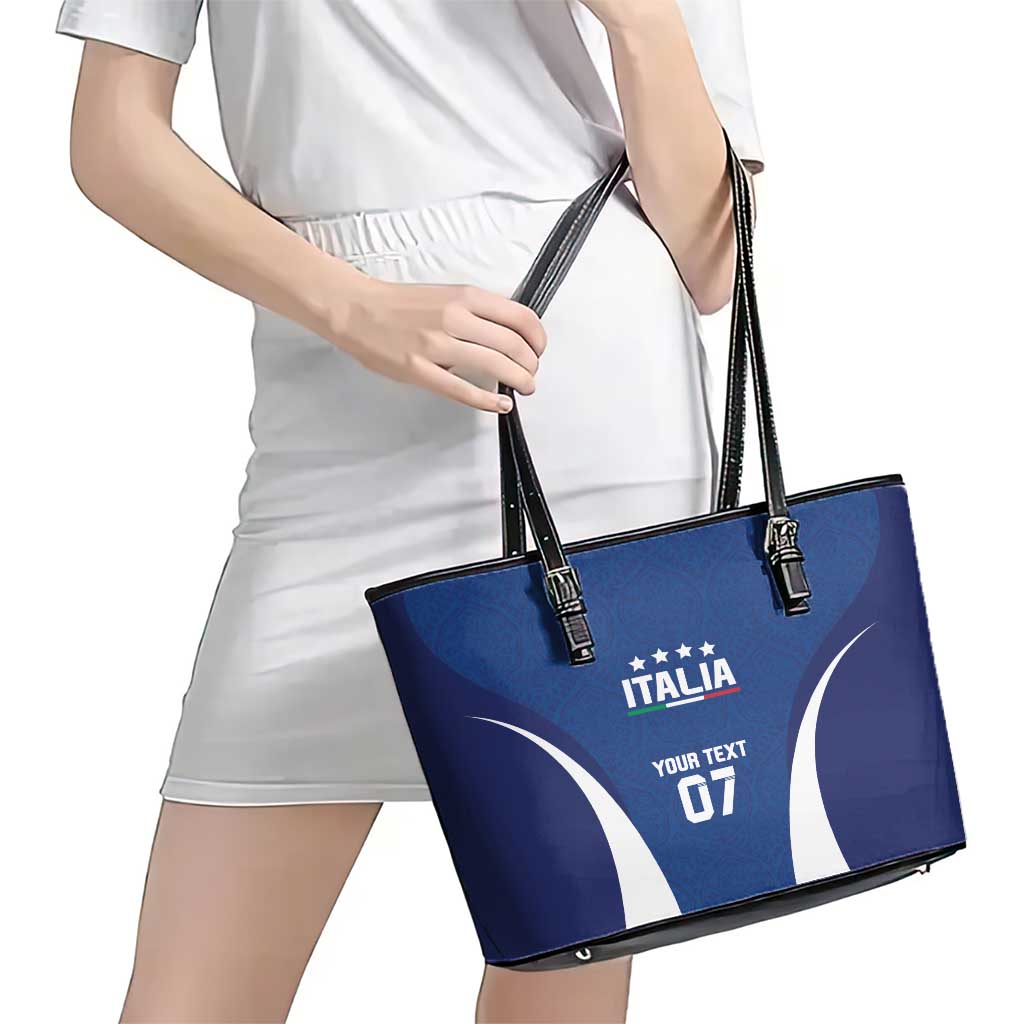 Italy Football 2024 Custom Leather Tote Bag Gli Azzurri - Renaissance Inspired LT7