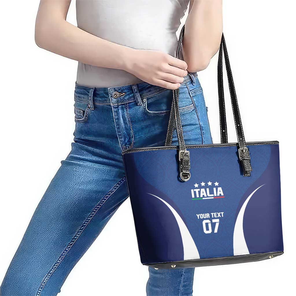 Italy Football 2024 Custom Leather Tote Bag Gli Azzurri - Renaissance Inspired LT7