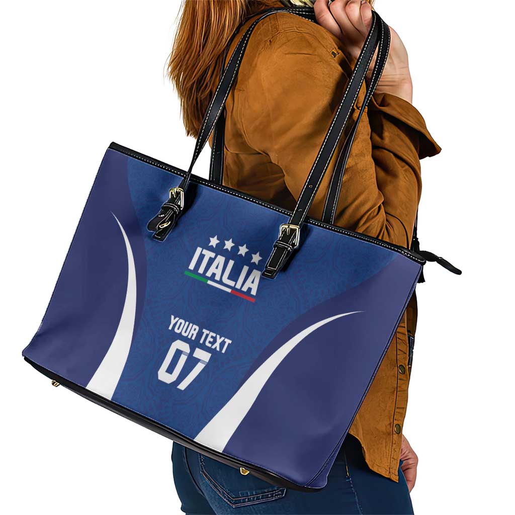 Italy Football 2024 Custom Leather Tote Bag Gli Azzurri - Renaissance Inspired LT7