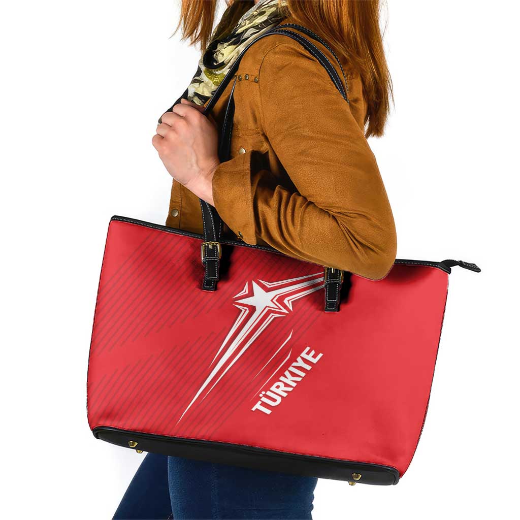 Turkiye Football 2024 Custom Leather Tote Bag Crescent-Stars Basic Style LT7