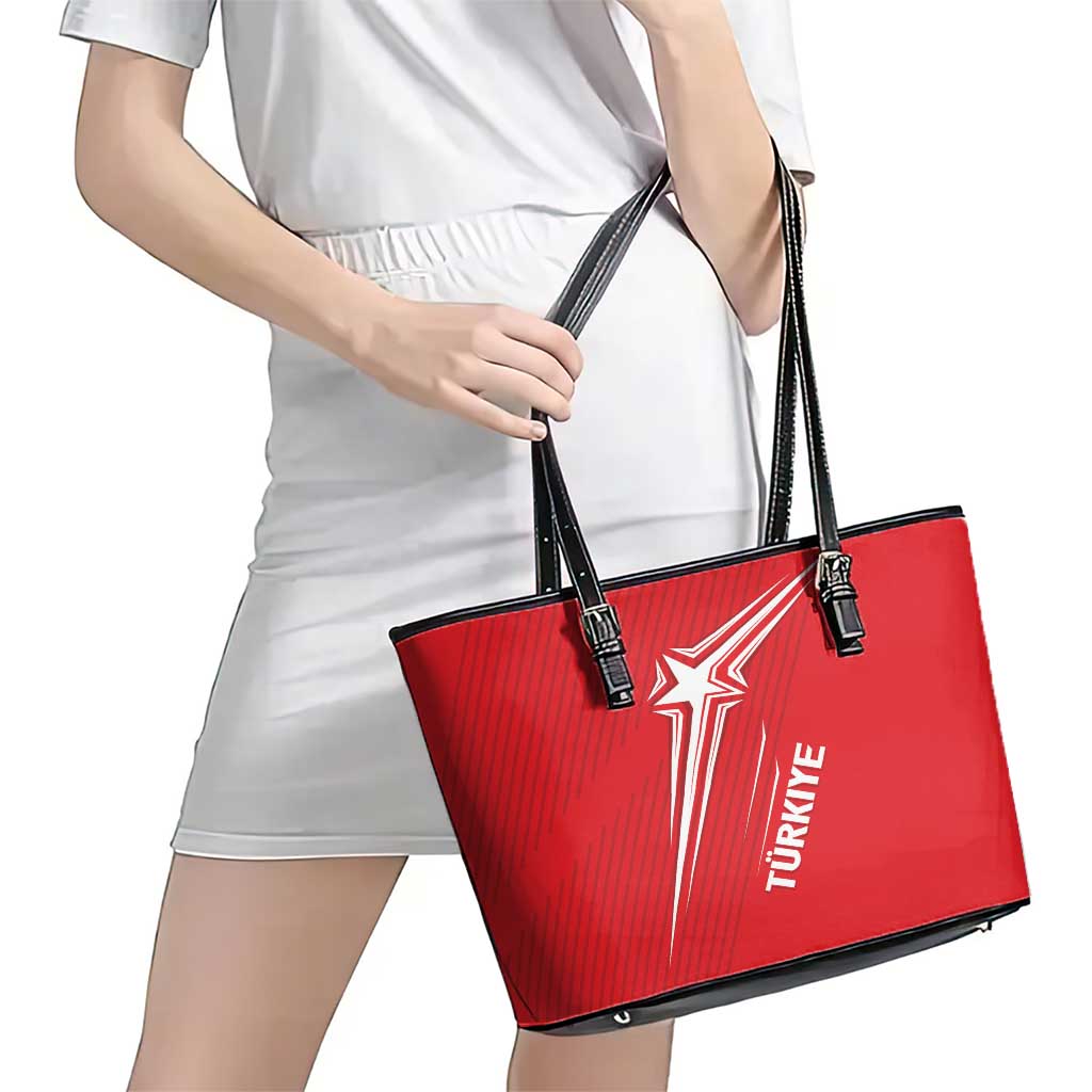 Turkiye Football 2024 Custom Leather Tote Bag Crescent-Stars Basic Style LT7