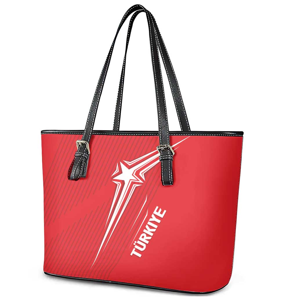 Turkiye Football 2024 Custom Leather Tote Bag Crescent-Stars Basic Style LT7