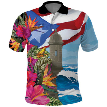 Puerto Rico El Morro Polo Shirt Boriken Seascape LT7