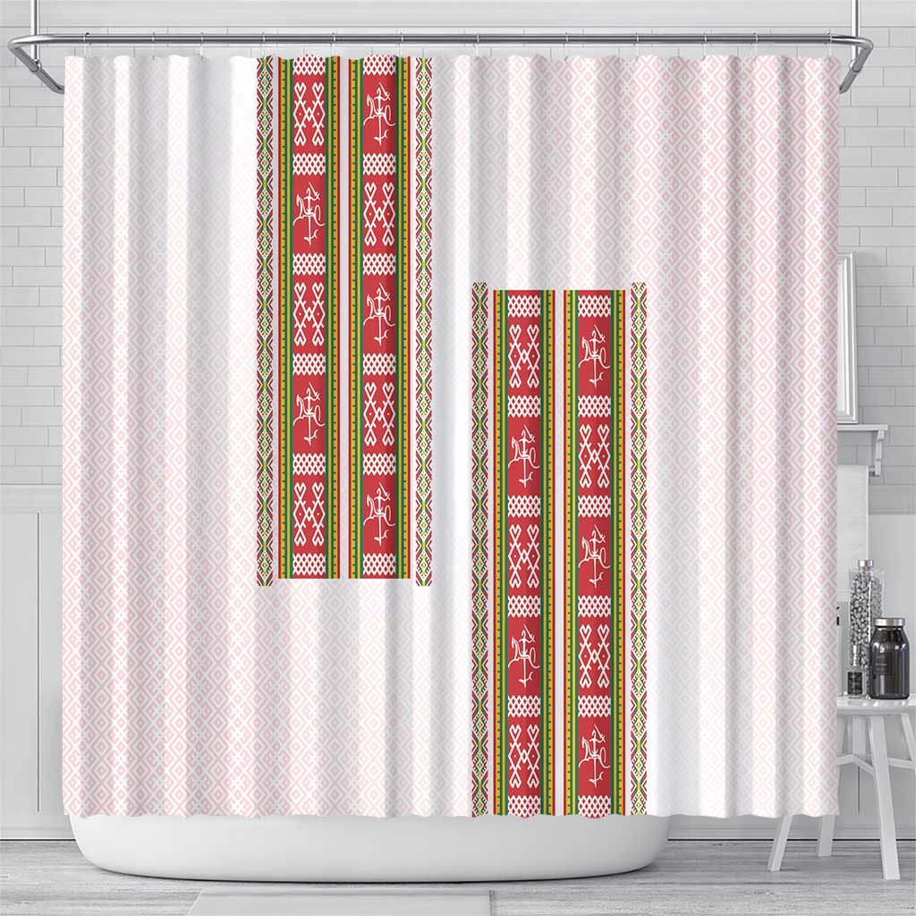 Lithuania Folk Pattern Vytis Motif Shower Curtain LT7