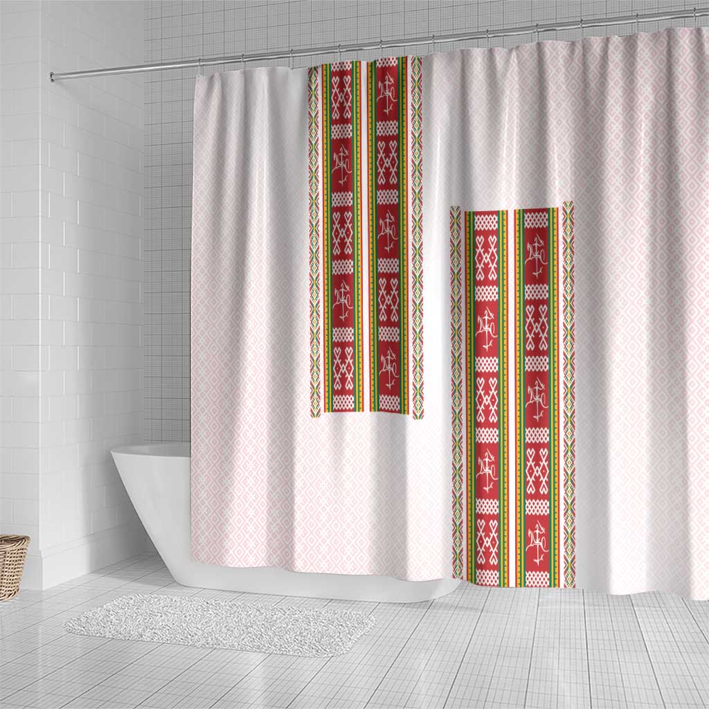 Lithuania Folk Pattern Vytis Motif Shower Curtain LT7