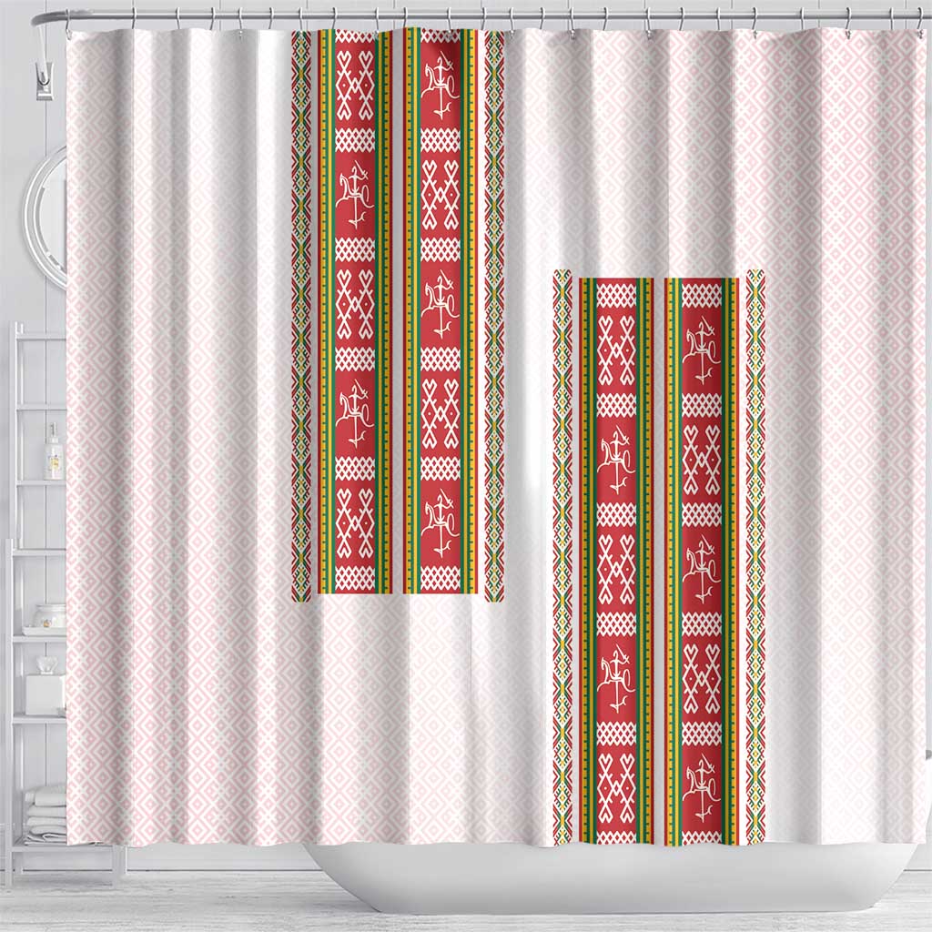 Lithuania Folk Pattern Vytis Motif Shower Curtain LT7