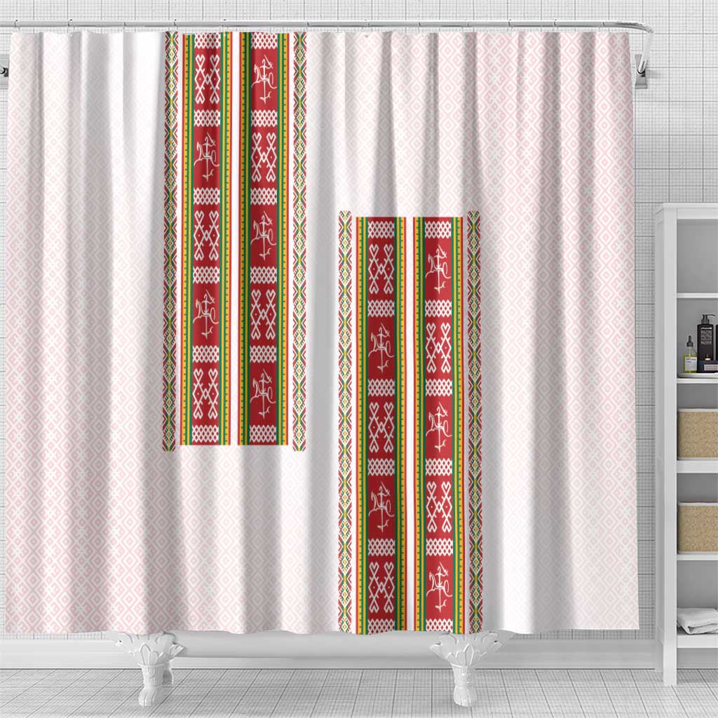 Lithuania Folk Pattern Vytis Motif Shower Curtain LT7