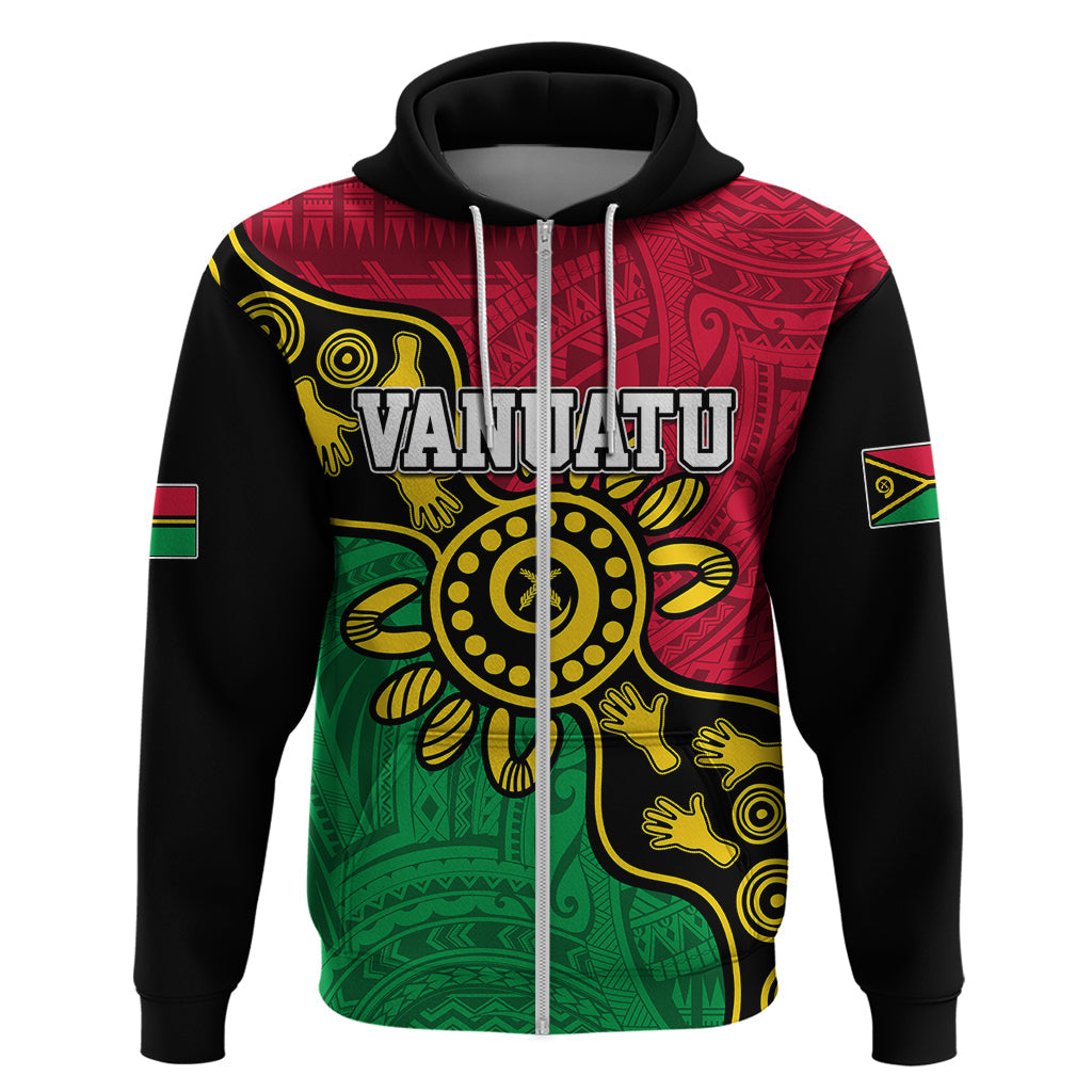 Personalised Vanuatu Hoodie Mix Aboriginal Dot Art LT7