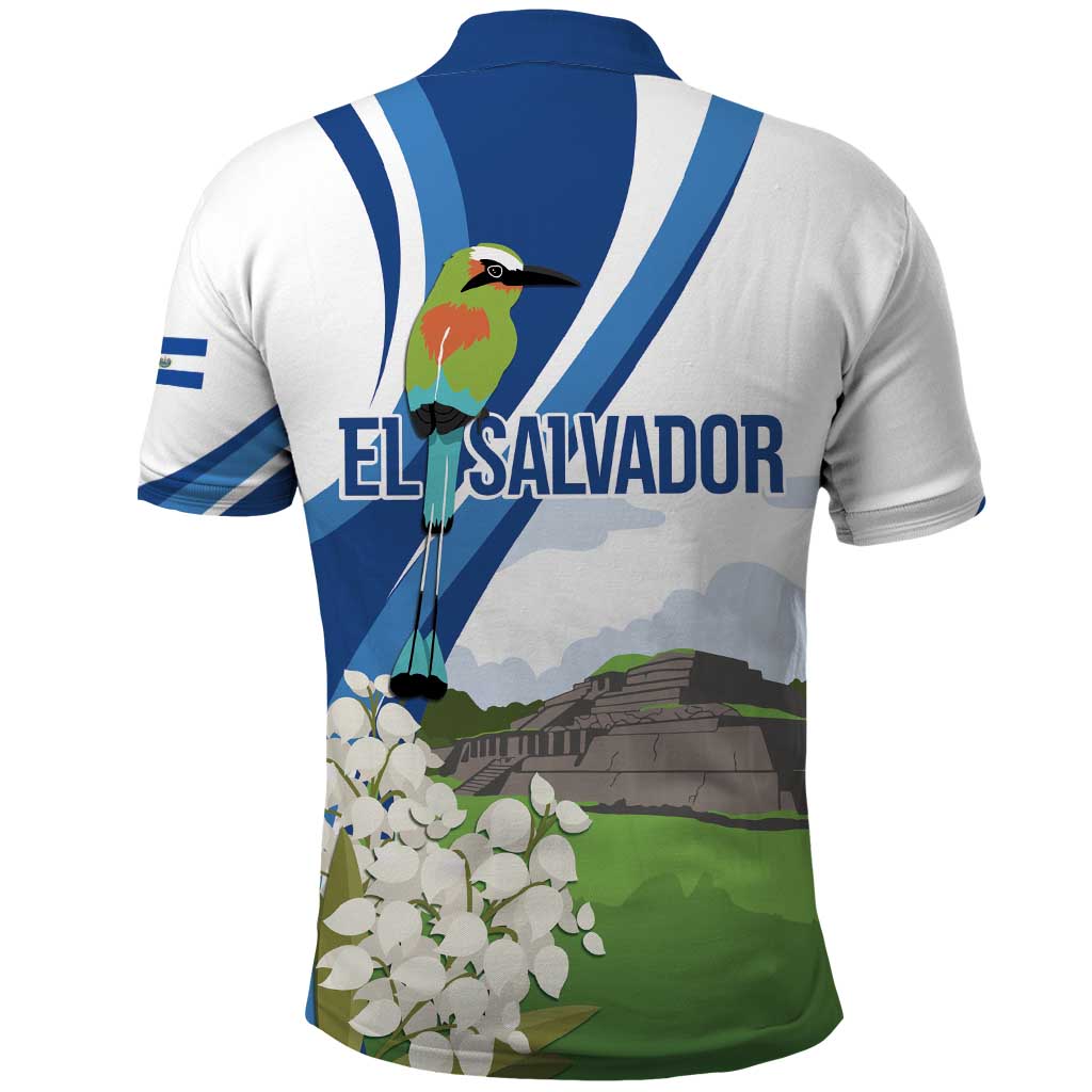 El Salvador Tazumal Polo Shirt Flor de Izote with Torogoz Bird LT7