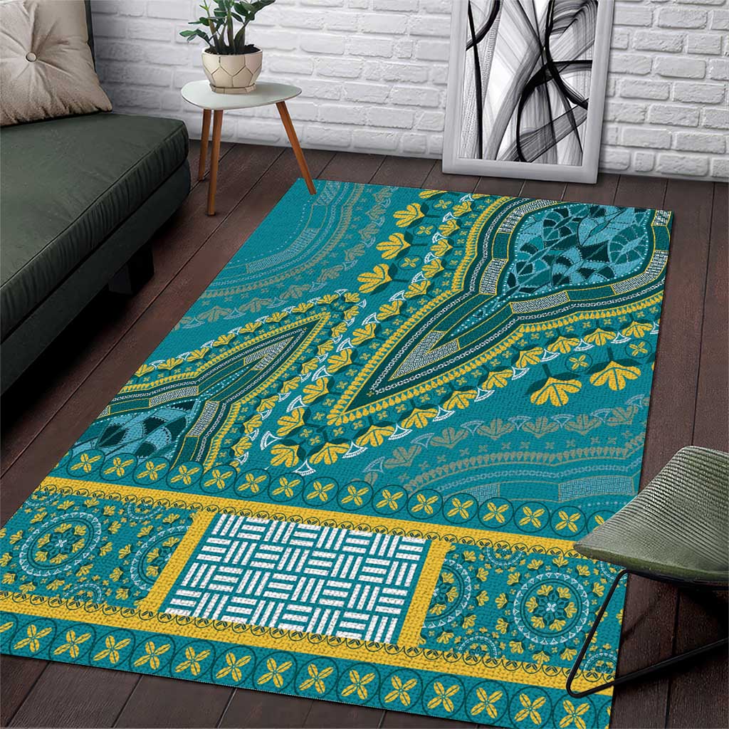 Dashiki Area Rug Luxury Afro - Teal LT7