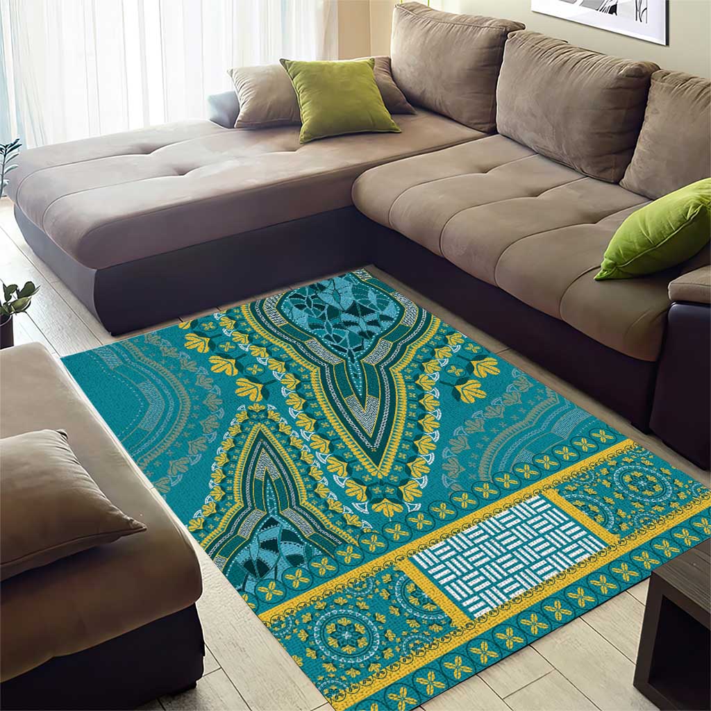 Dashiki Area Rug Luxury Afro - Teal LT7