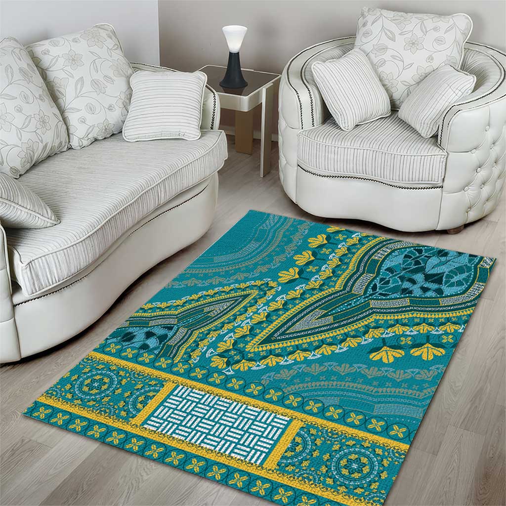 Dashiki Area Rug Luxury Afro - Teal LT7