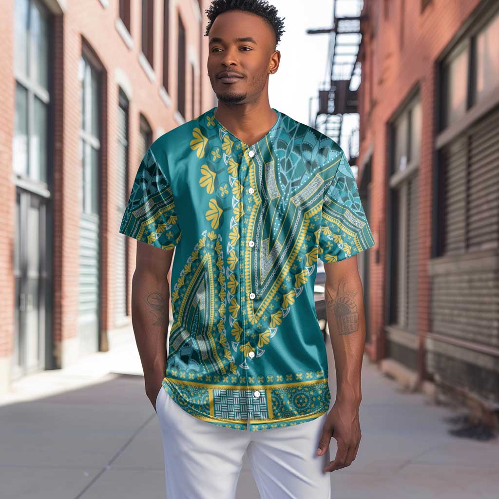 Dashiki Baseball Jersey Luxury Afro - Teal LT7