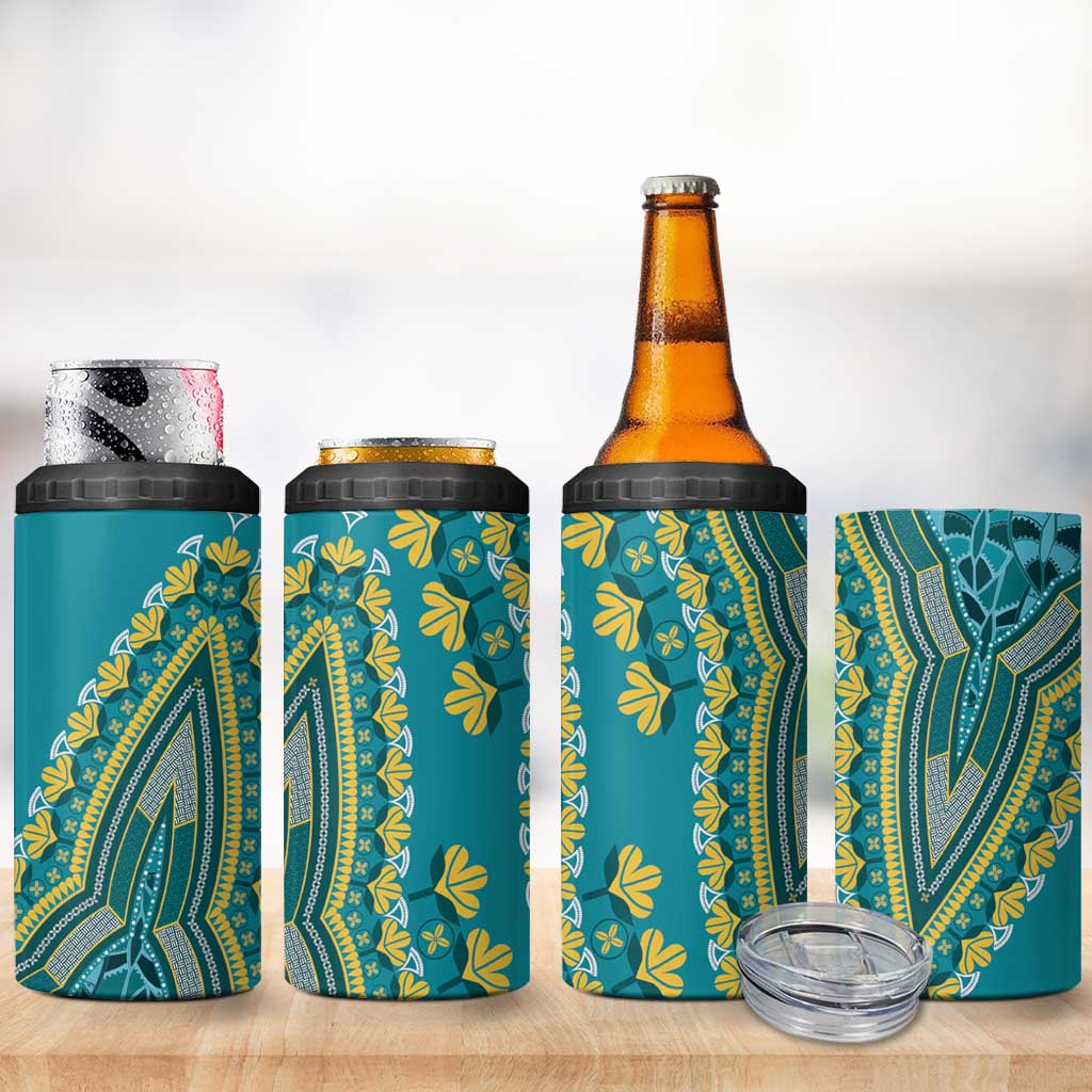 Dashiki 4 in 1 Can Cooler Tumbler Luxury Afro - Teal LT7
