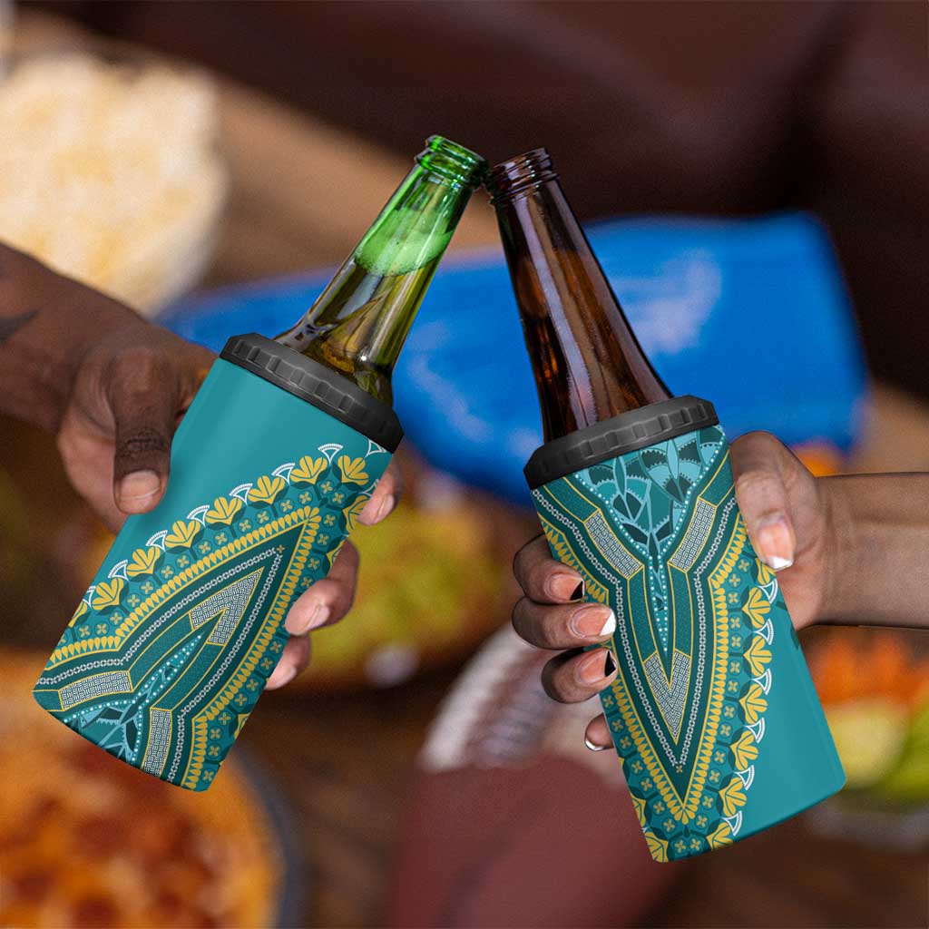 Dashiki 4 in 1 Can Cooler Tumbler Luxury Afro - Teal LT7