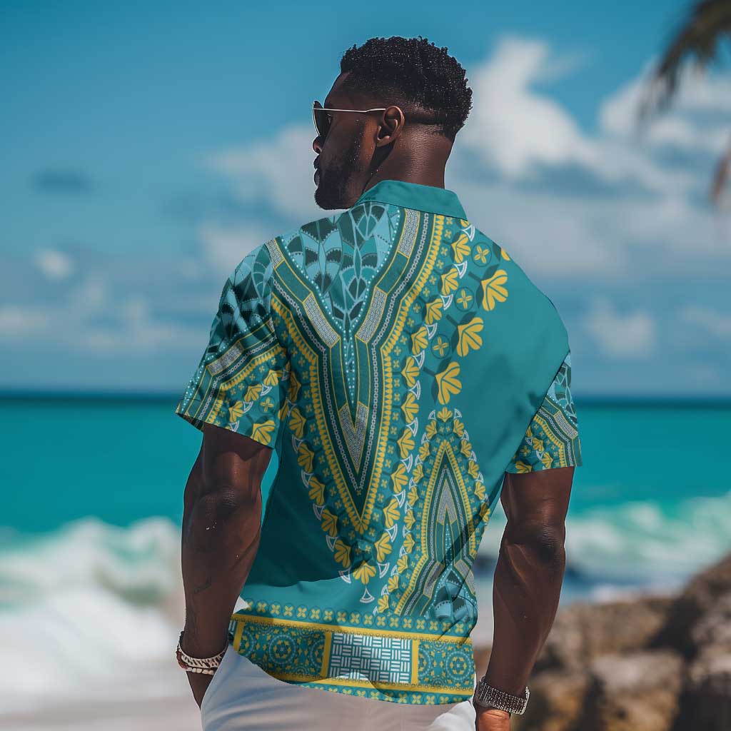 Dashiki Hawaiian Shirt Luxury Afro - Teal LT7