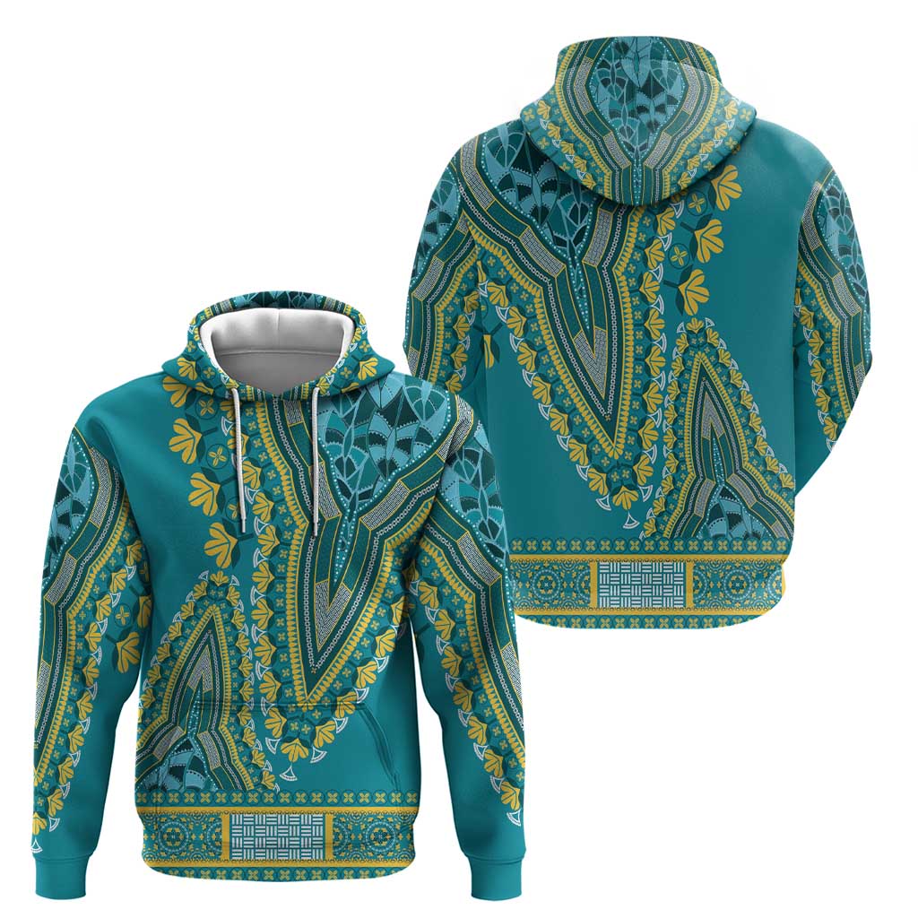 African Dashiki Hoodie Luxury Teal LT7