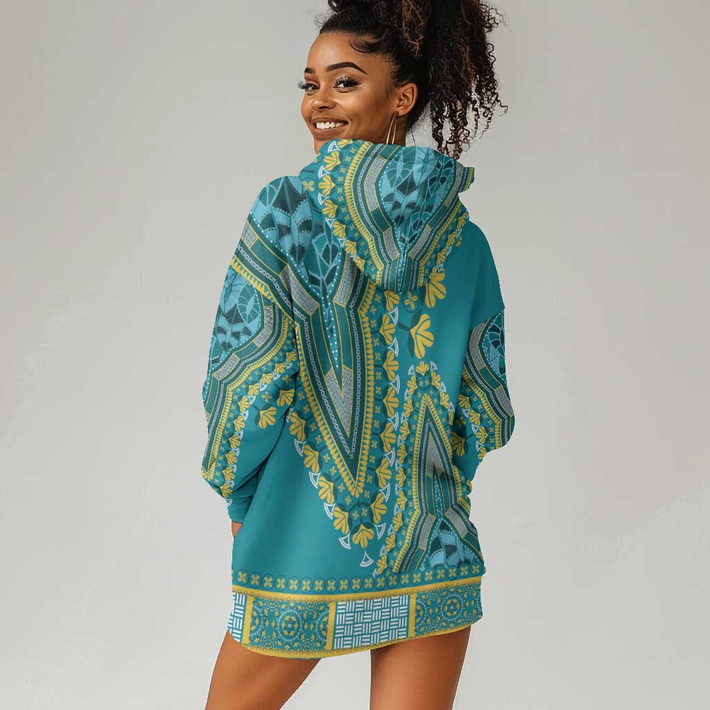 Dashiki Hoodie Dress Luxury Afro - Teal LT7