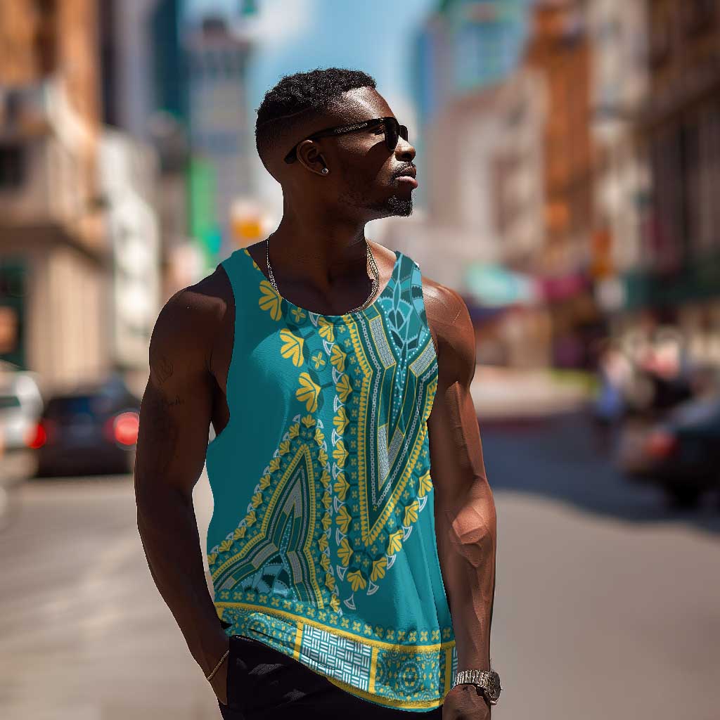 Dashiki Men Tank Top Luxury Afro - Teal LT7