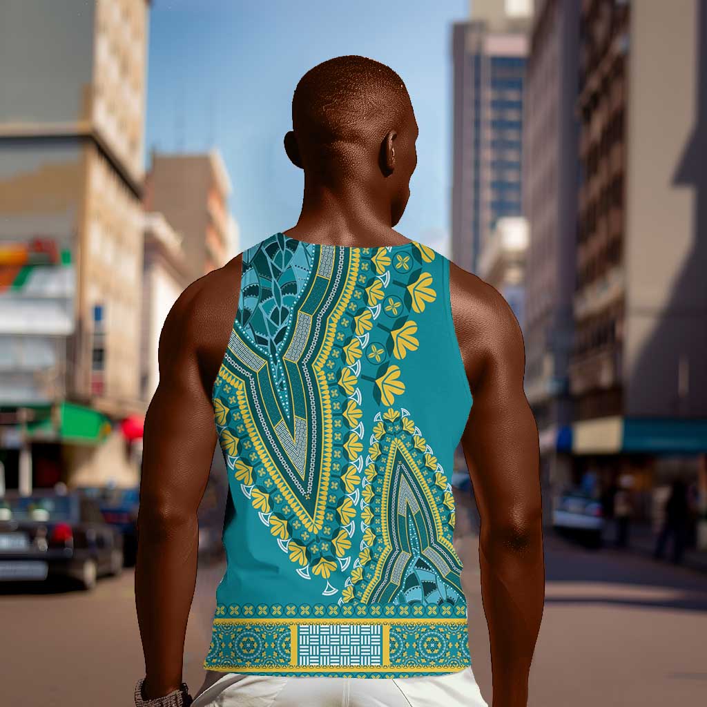 Dashiki Men Tank Top Luxury Afro - Teal LT7
