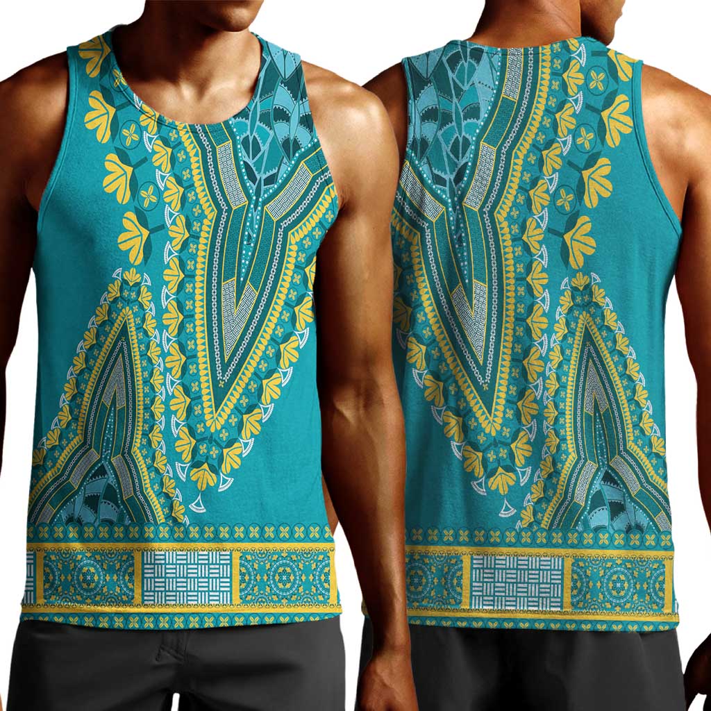 Dashiki Men Tank Top Luxury Afro - Teal LT7