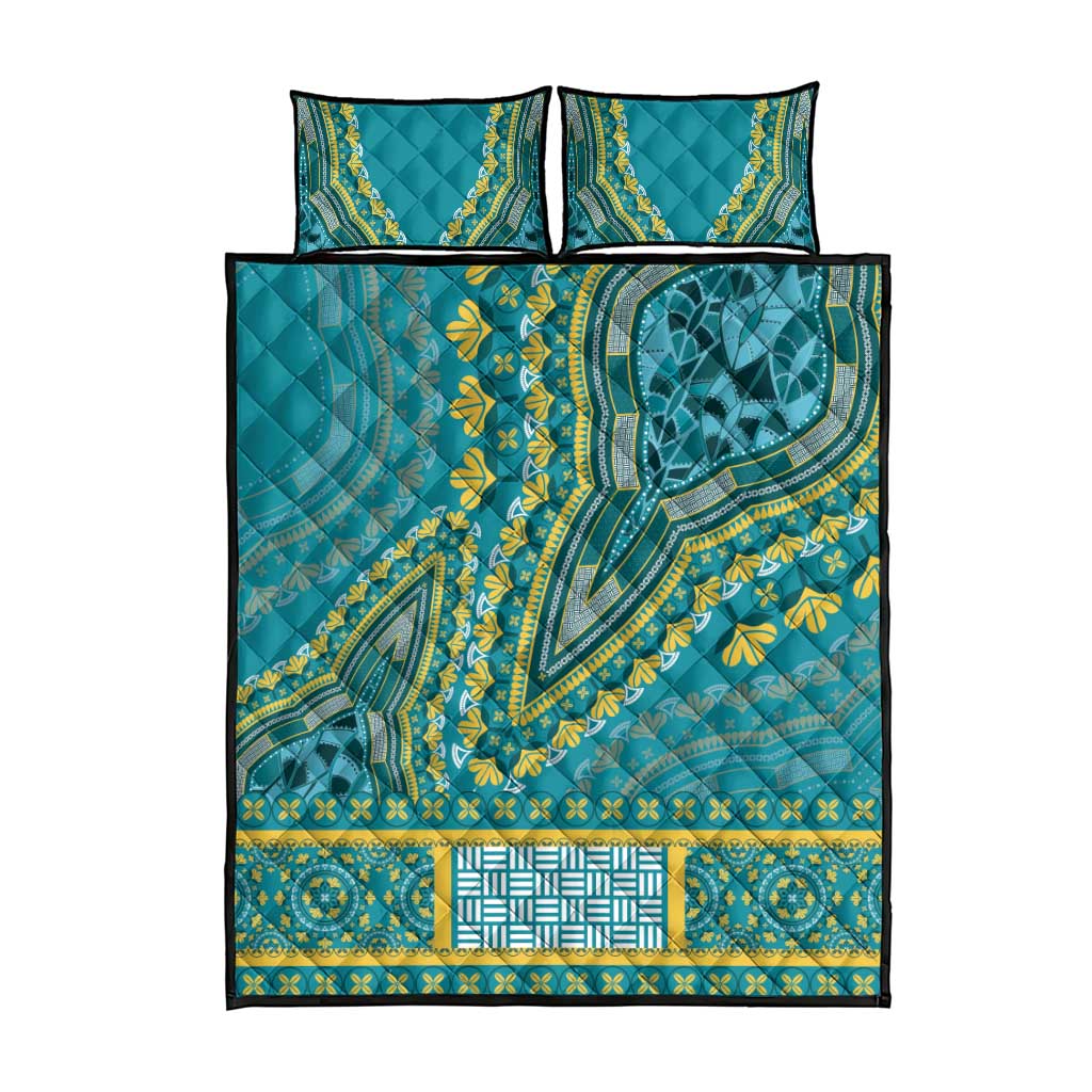 Dashiki Quilt Bed Set Luxury Afro - Teal LT7