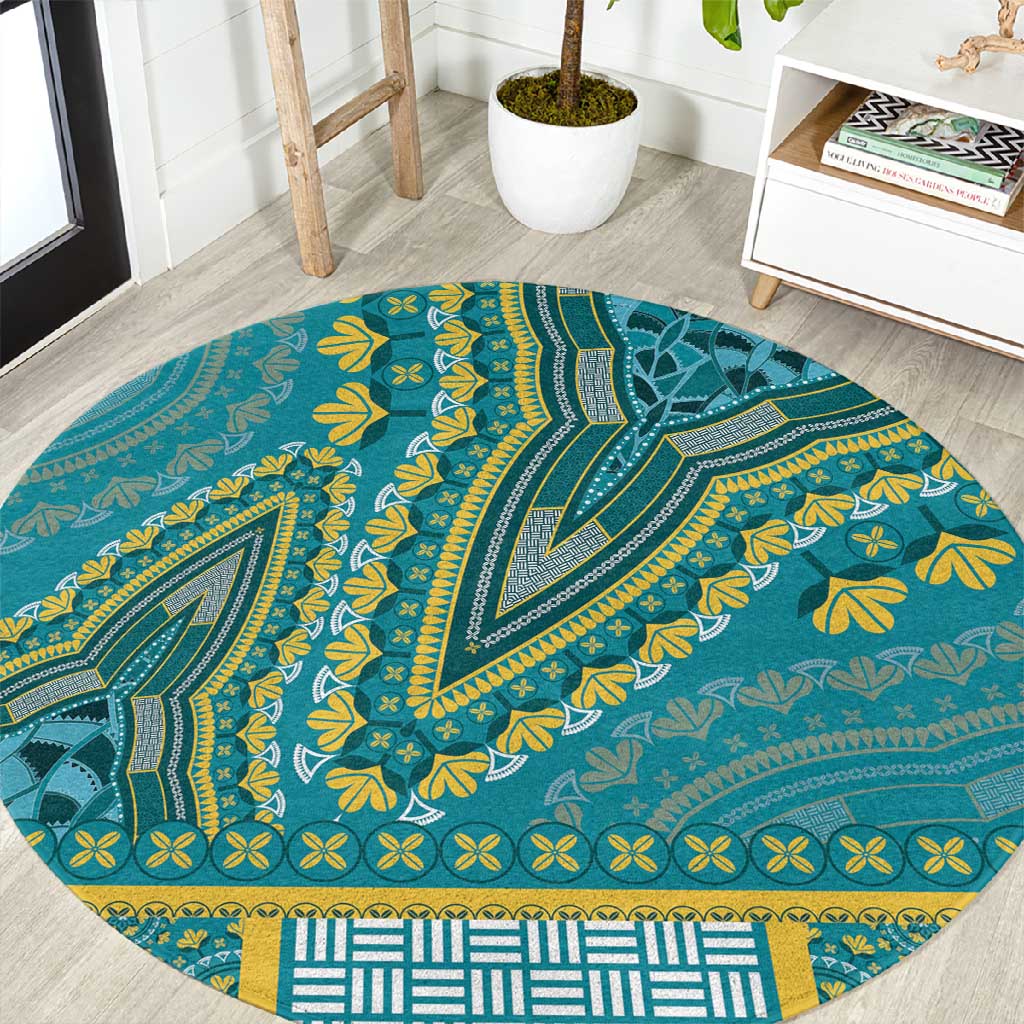 Dashiki Round Carpet Luxury Afro - Teal LT7