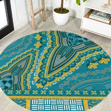 Dashiki Round Carpet Luxury Afro - Teal LT7